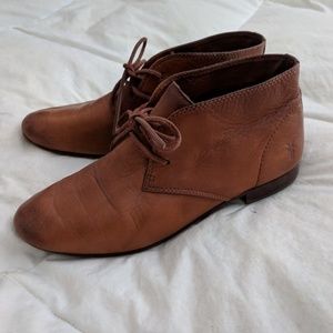 Frye Leather Booties in Whiskey